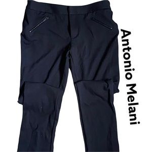 Antonio Melani straight leg black pants w/ faux leather details (8)